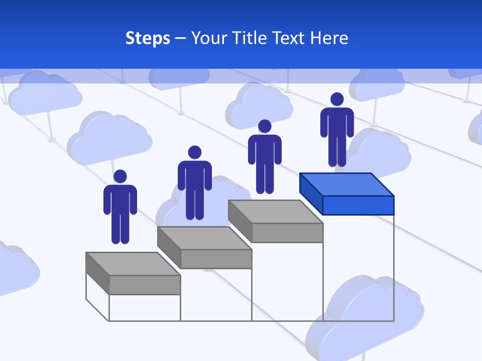 A Large Group Of Blue Clouds On A White Background PowerPoint Template