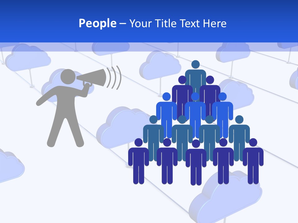 A Large Group Of Blue Clouds On A White Background PowerPoint Template