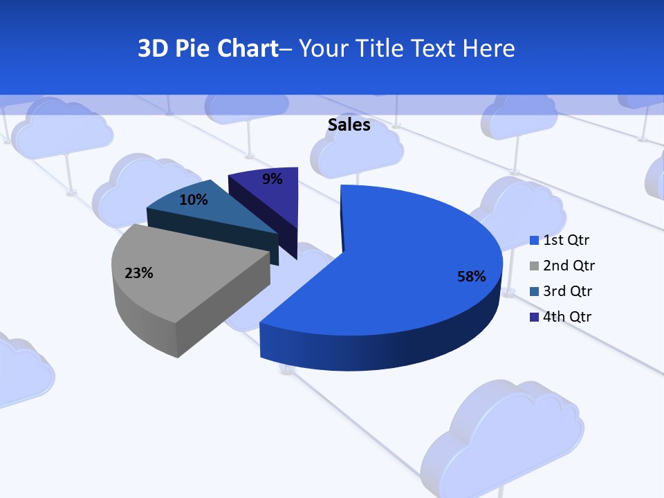 A Large Group Of Blue Clouds On A White Background PowerPoint Template