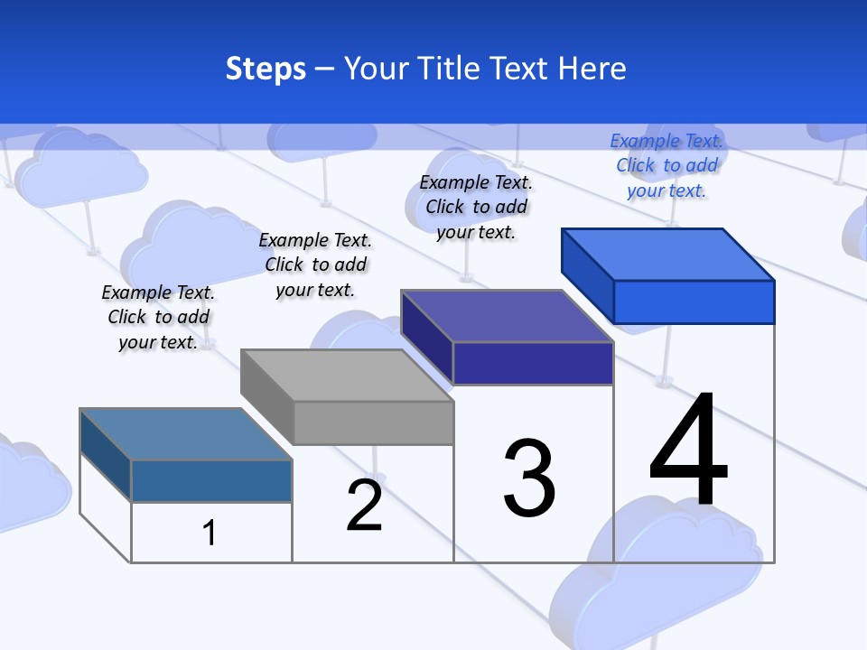 A Large Group Of Blue Clouds On A White Background PowerPoint Template