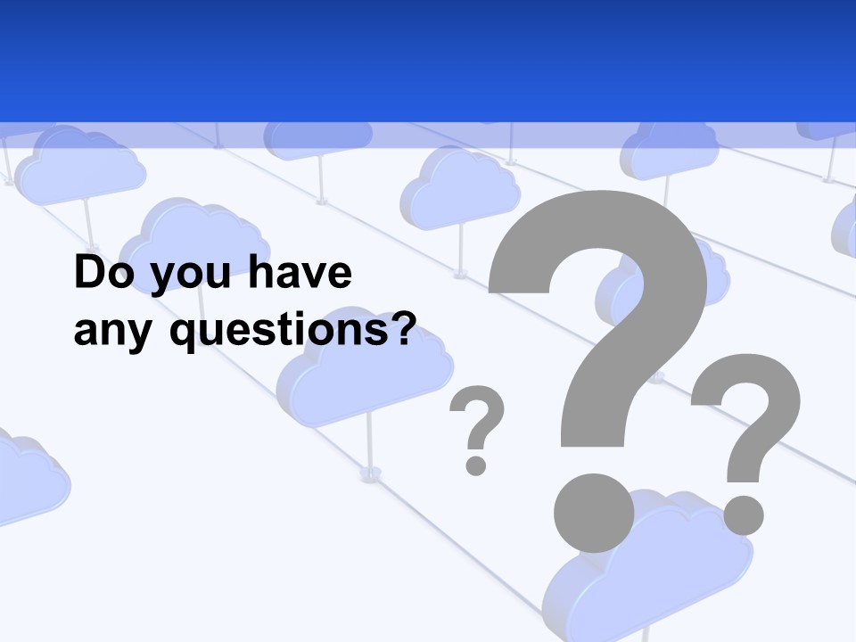 A Large Group Of Blue Clouds On A White Background PowerPoint Template