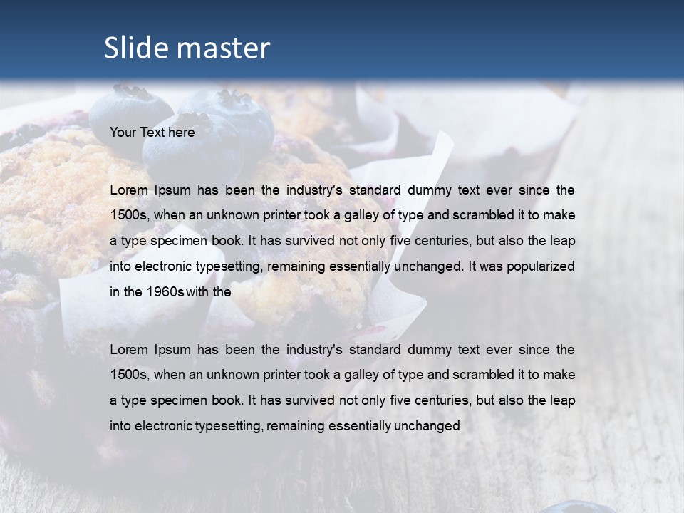A Muffin With Blueberries On A Wooden Table PowerPoint Template