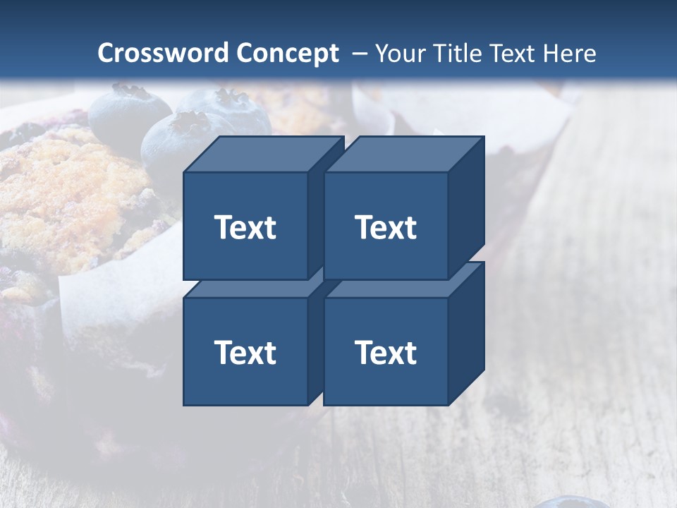 A Muffin With Blueberries On A Wooden Table PowerPoint Template