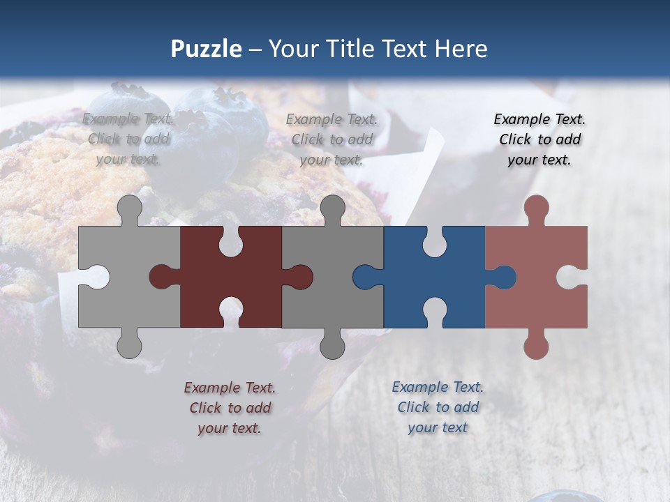 A Muffin With Blueberries On A Wooden Table PowerPoint Template