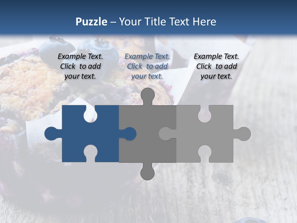 A Muffin With Blueberries On A Wooden Table PowerPoint Template