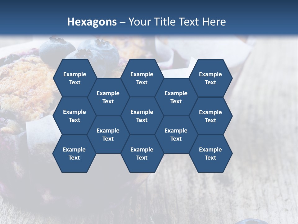 A Muffin With Blueberries On A Wooden Table PowerPoint Template