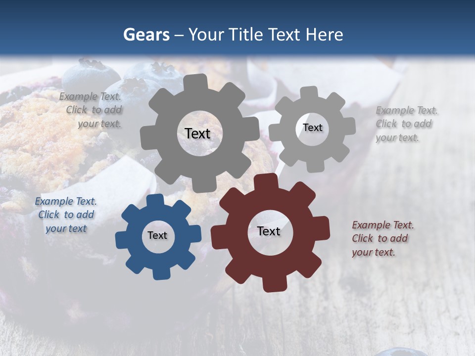 A Muffin With Blueberries On A Wooden Table PowerPoint Template