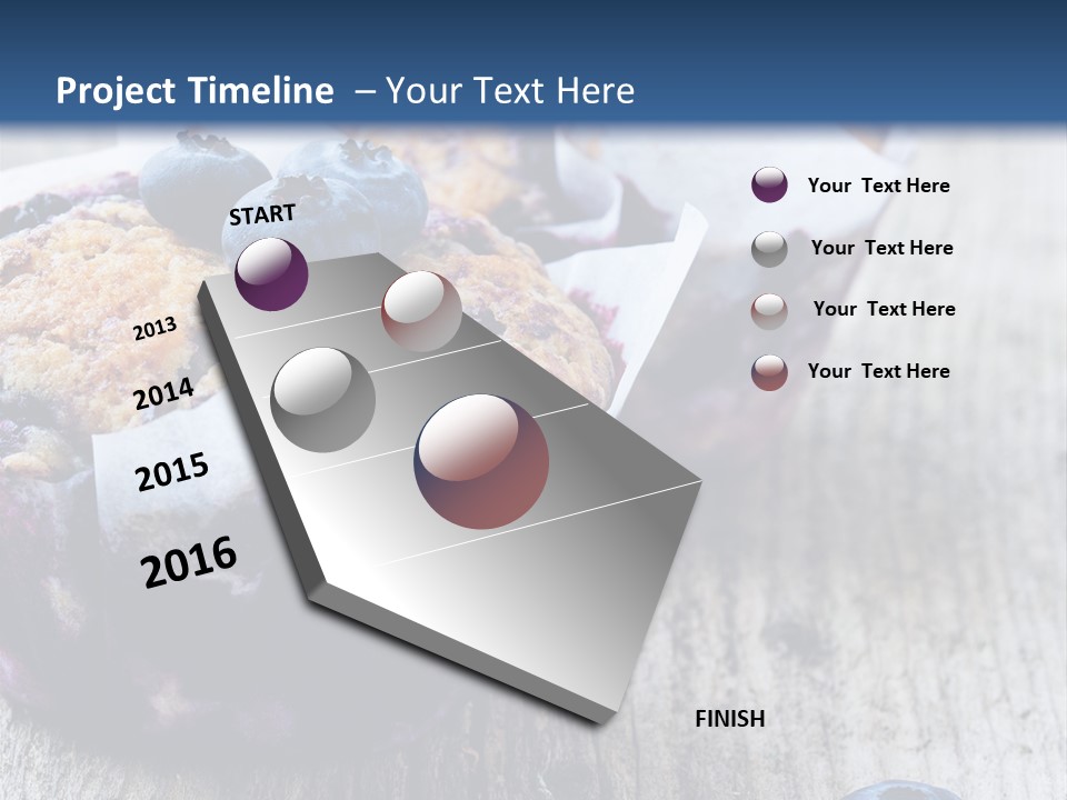 A Muffin With Blueberries On A Wooden Table PowerPoint Template