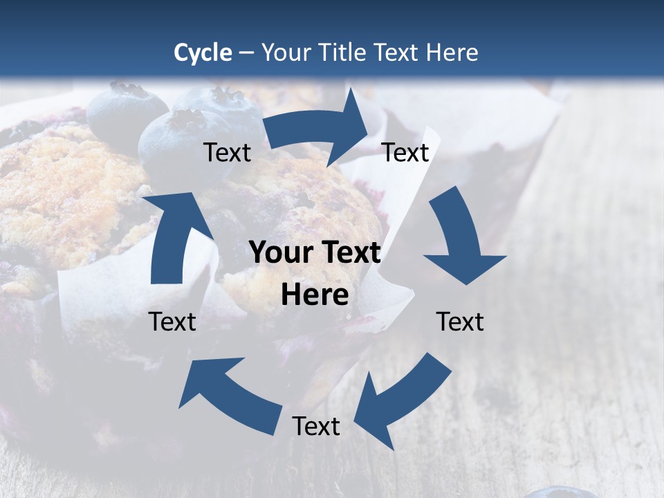 A Muffin With Blueberries On A Wooden Table PowerPoint Template