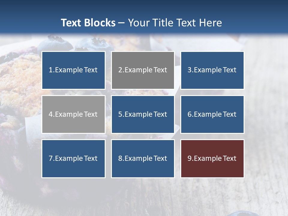 A Muffin With Blueberries On A Wooden Table PowerPoint Template