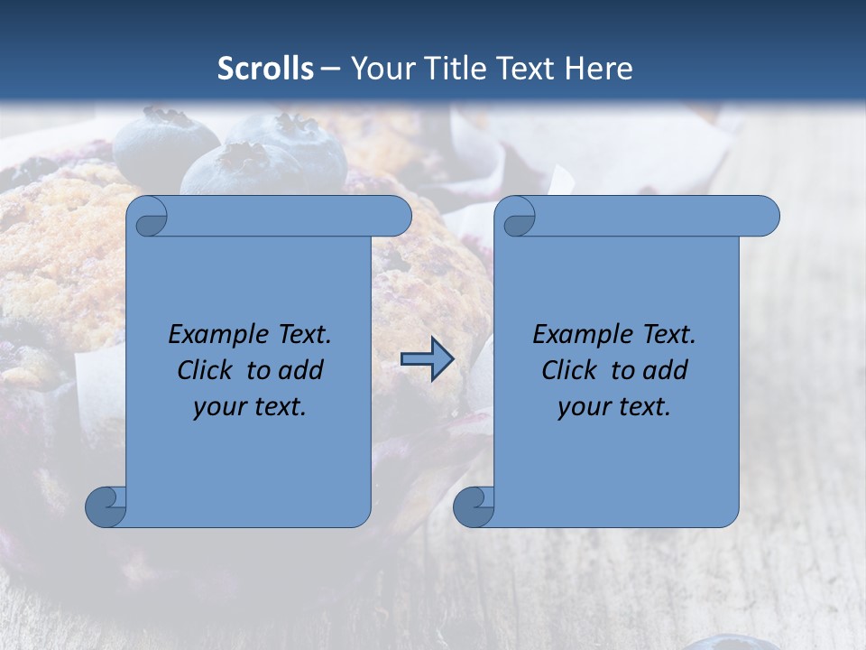 A Muffin With Blueberries On A Wooden Table PowerPoint Template