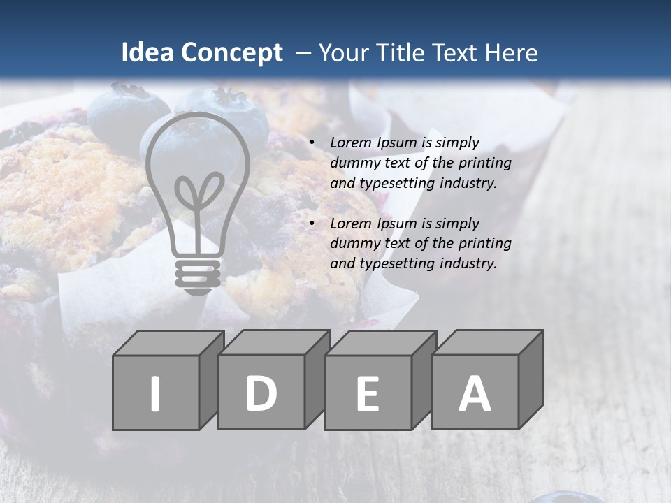 A Muffin With Blueberries On A Wooden Table PowerPoint Template
