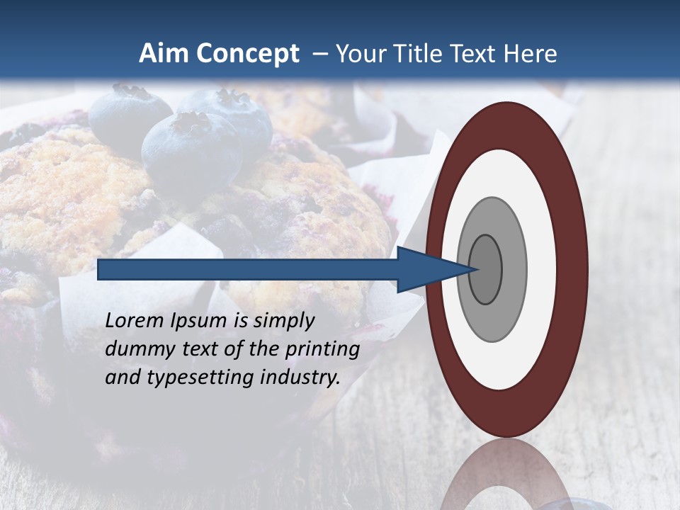 A Muffin With Blueberries On A Wooden Table PowerPoint Template