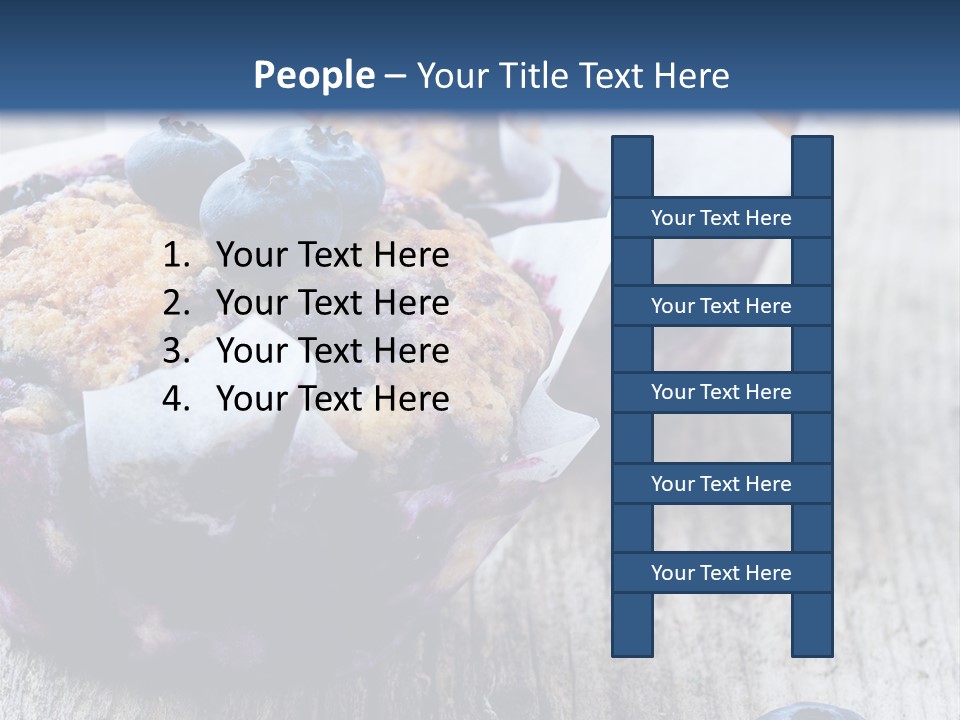 A Muffin With Blueberries On A Wooden Table PowerPoint Template