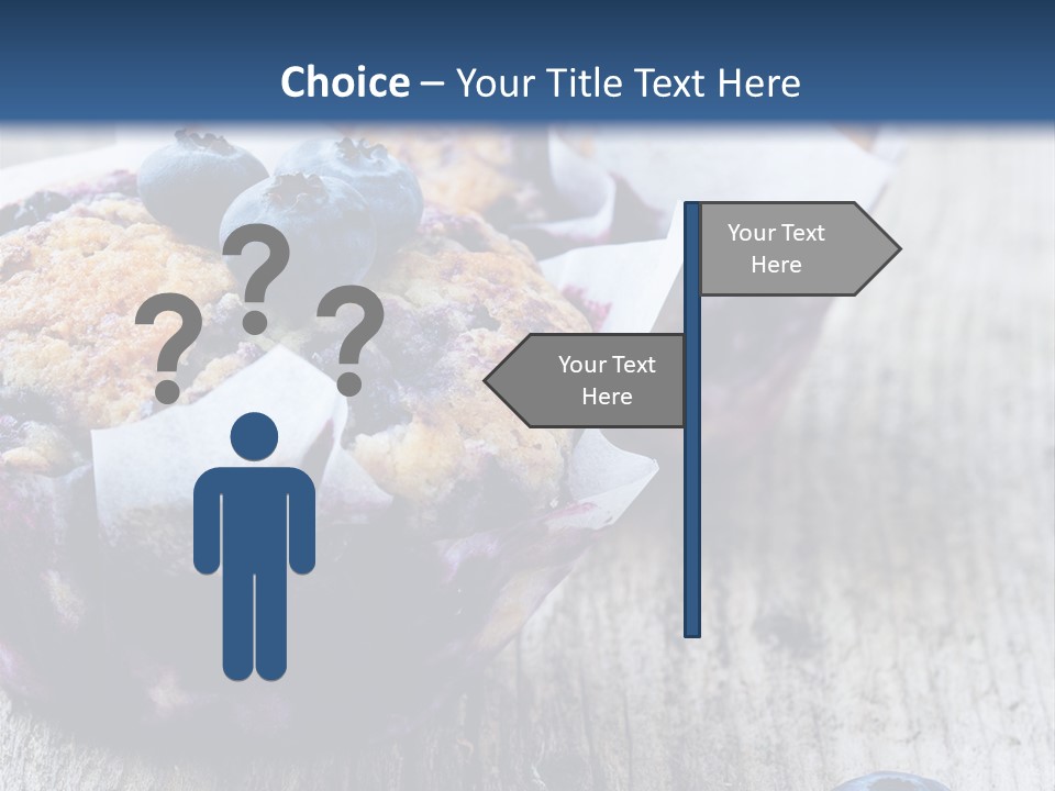 A Muffin With Blueberries On A Wooden Table PowerPoint Template