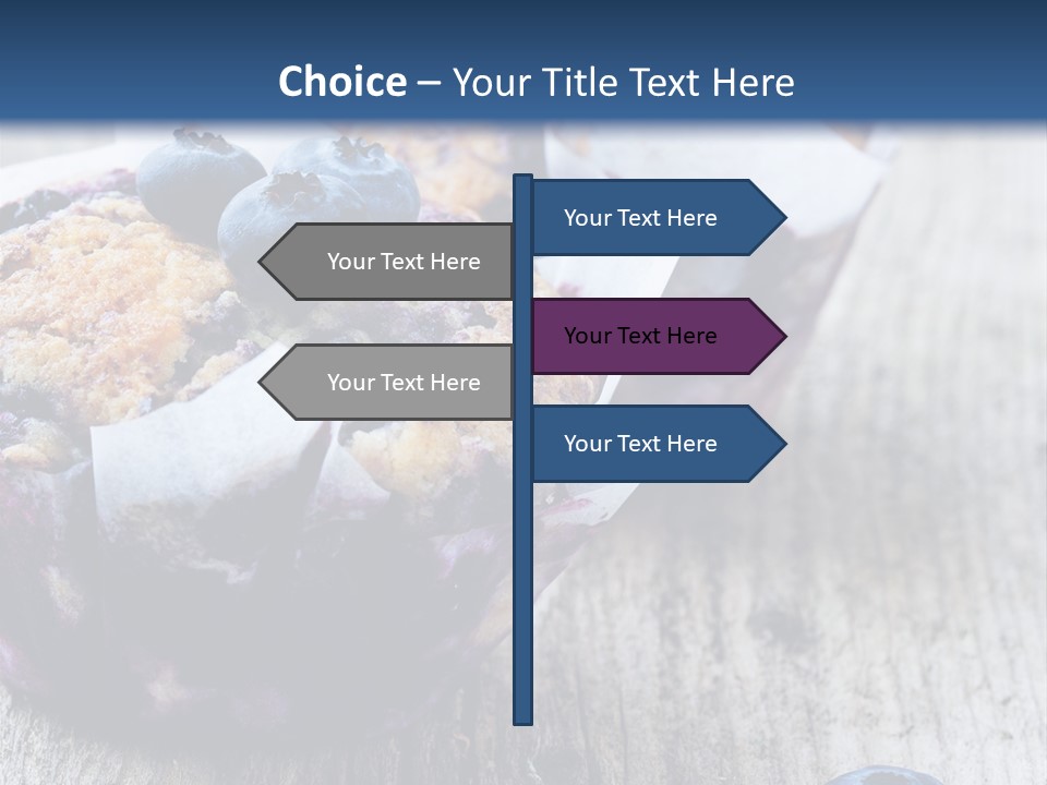 A Muffin With Blueberries On A Wooden Table PowerPoint Template