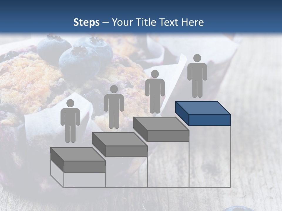 A Muffin With Blueberries On A Wooden Table PowerPoint Template