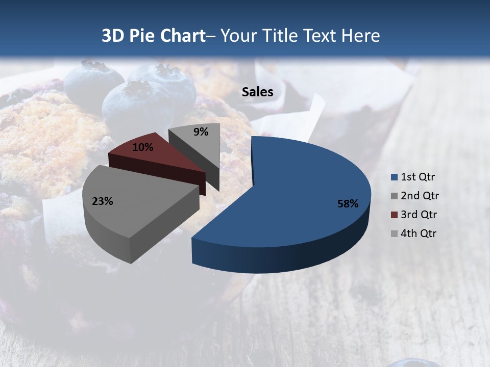 A Muffin With Blueberries On A Wooden Table PowerPoint Template