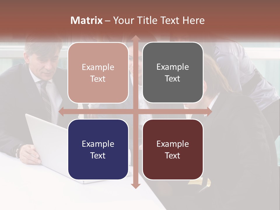 A Group Of Business People Looking At A Laptop PowerPoint Template