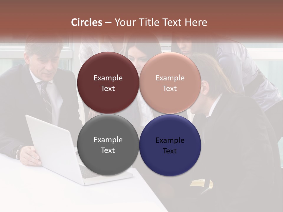 A Group Of Business People Looking At A Laptop PowerPoint Template