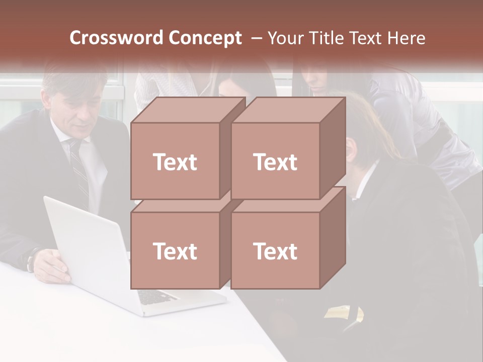 A Group Of Business People Looking At A Laptop PowerPoint Template