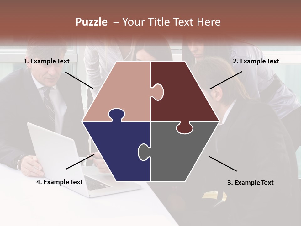A Group Of Business People Looking At A Laptop PowerPoint Template