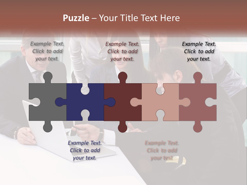 A Group Of Business People Looking At A Laptop PowerPoint Template