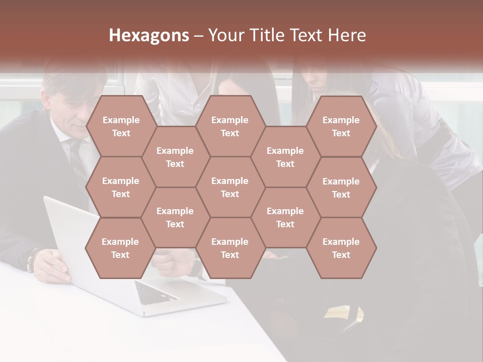 A Group Of Business People Looking At A Laptop PowerPoint Template