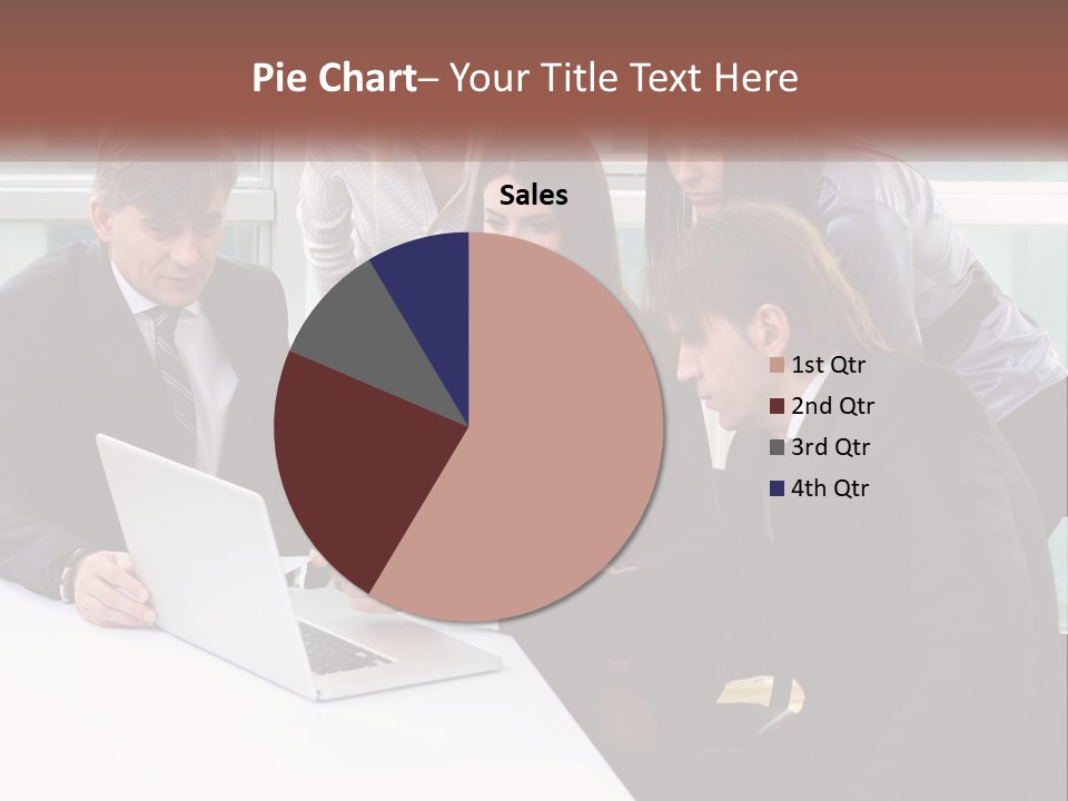A Group Of Business People Looking At A Laptop PowerPoint Template