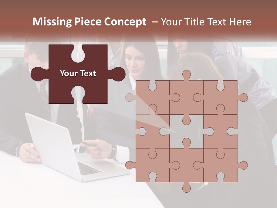 A Group Of Business People Looking At A Laptop PowerPoint Template
