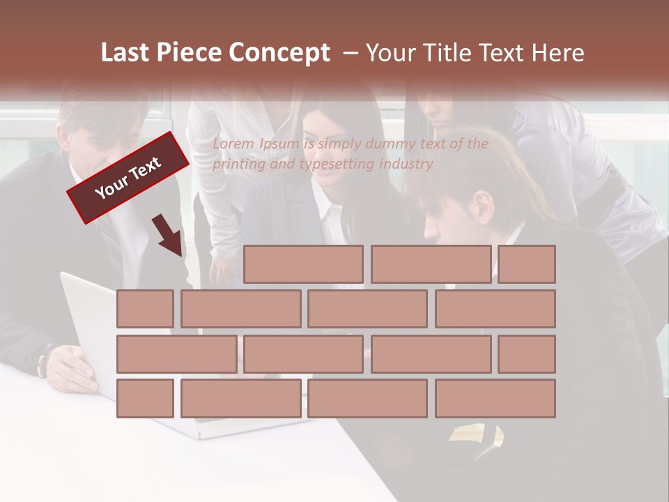 A Group Of Business People Looking At A Laptop PowerPoint Template