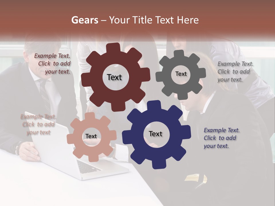 A Group Of Business People Looking At A Laptop PowerPoint Template