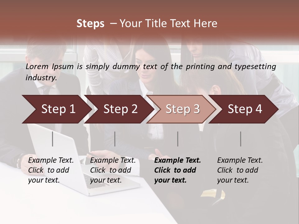 A Group Of Business People Looking At A Laptop PowerPoint Template
