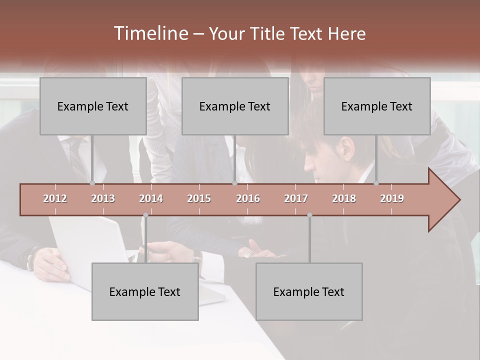 A Group Of Business People Looking At A Laptop PowerPoint Template