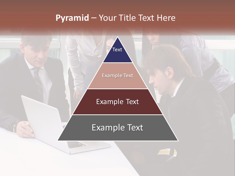 A Group Of Business People Looking At A Laptop PowerPoint Template