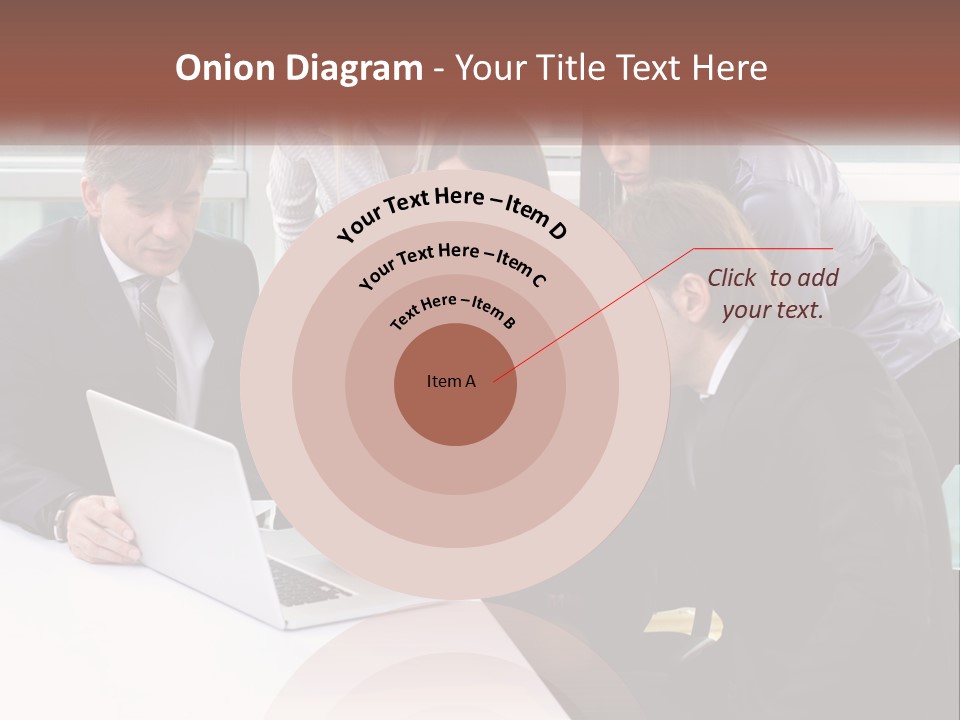 A Group Of Business People Looking At A Laptop PowerPoint Template