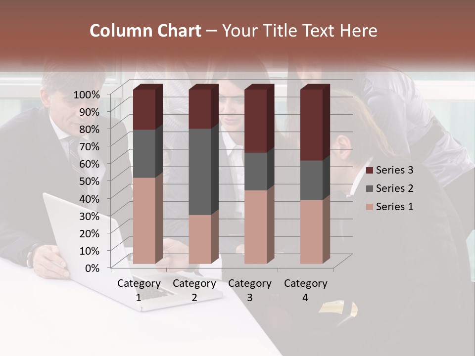 A Group Of Business People Looking At A Laptop PowerPoint Template