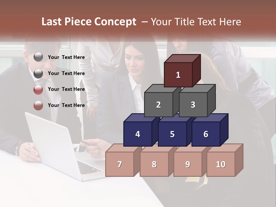 A Group Of Business People Looking At A Laptop PowerPoint Template