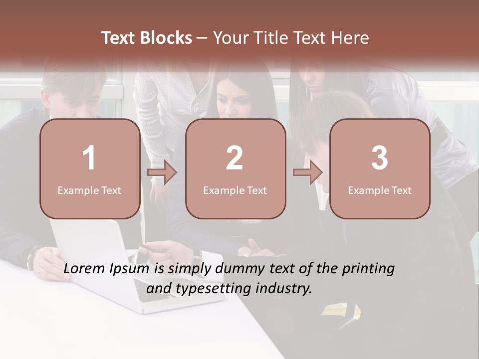 A Group Of Business People Looking At A Laptop PowerPoint Template