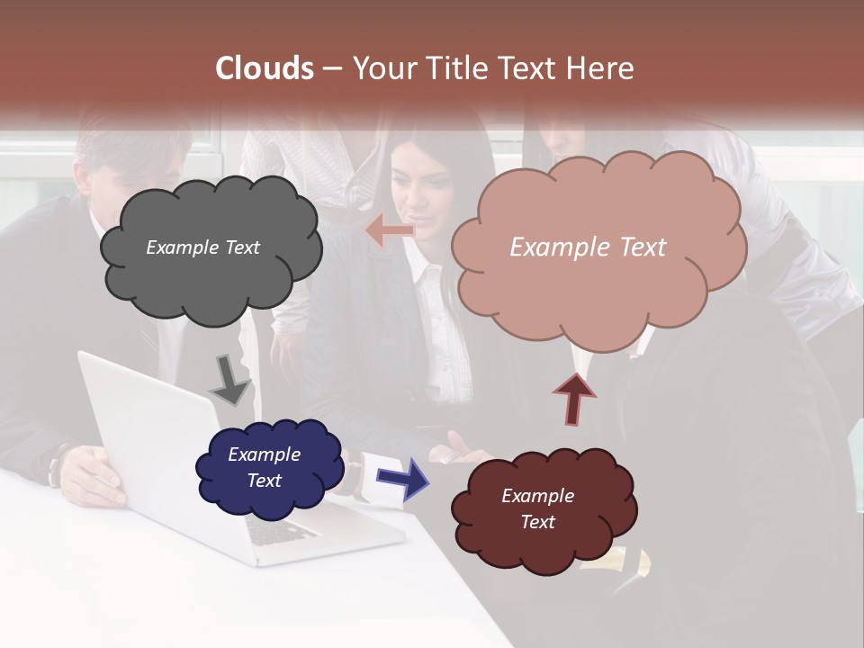 A Group Of Business People Looking At A Laptop PowerPoint Template