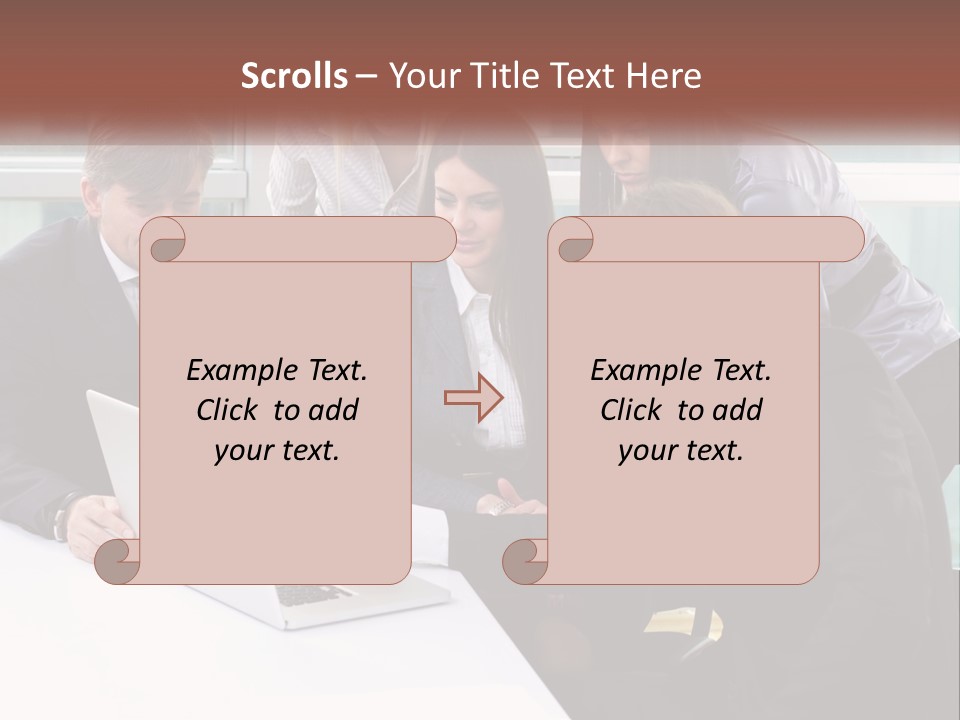 A Group Of Business People Looking At A Laptop PowerPoint Template
