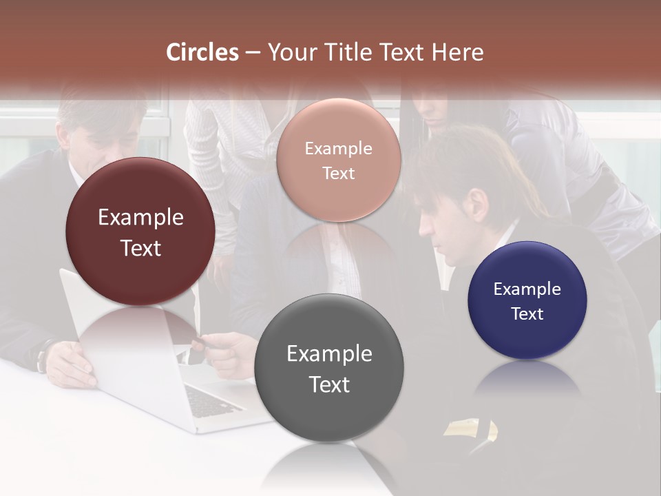 A Group Of Business People Looking At A Laptop PowerPoint Template