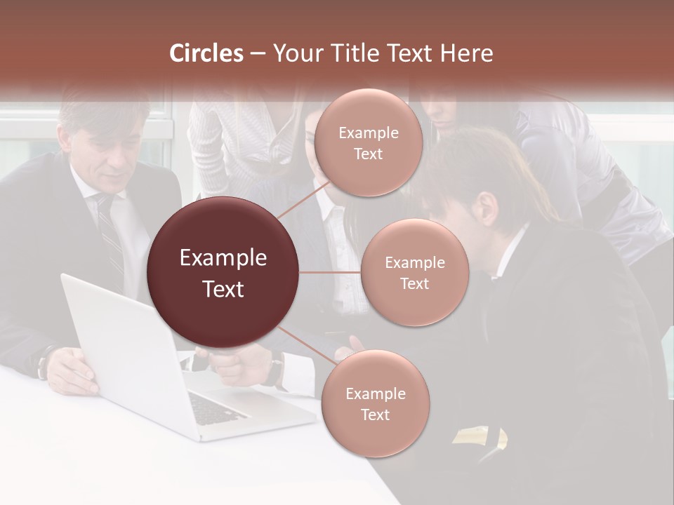A Group Of Business People Looking At A Laptop PowerPoint Template