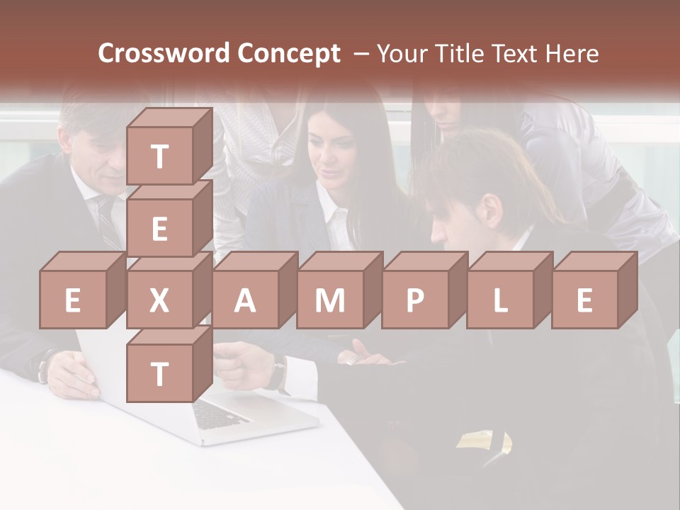 A Group Of Business People Looking At A Laptop PowerPoint Template