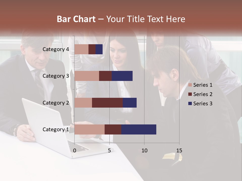 A Group Of Business People Looking At A Laptop PowerPoint Template