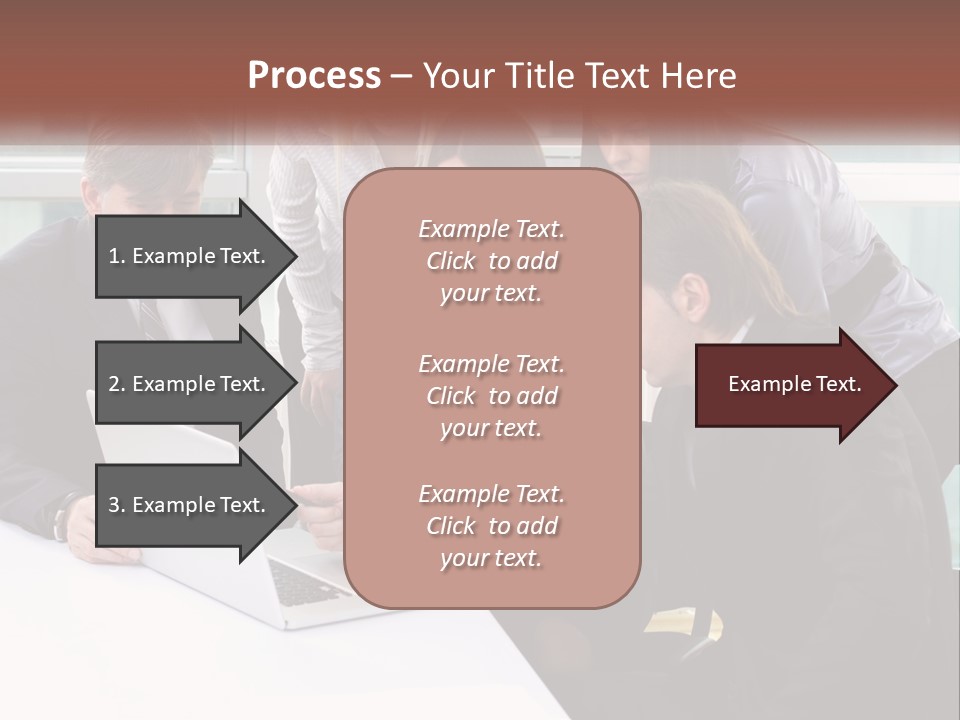 A Group Of Business People Looking At A Laptop PowerPoint Template