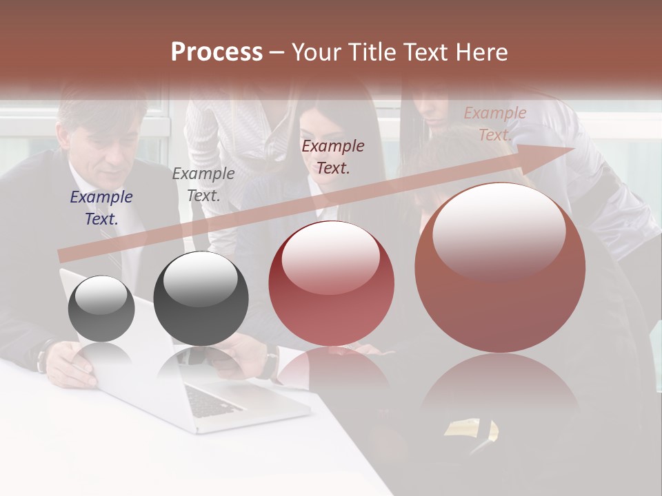 A Group Of Business People Looking At A Laptop PowerPoint Template