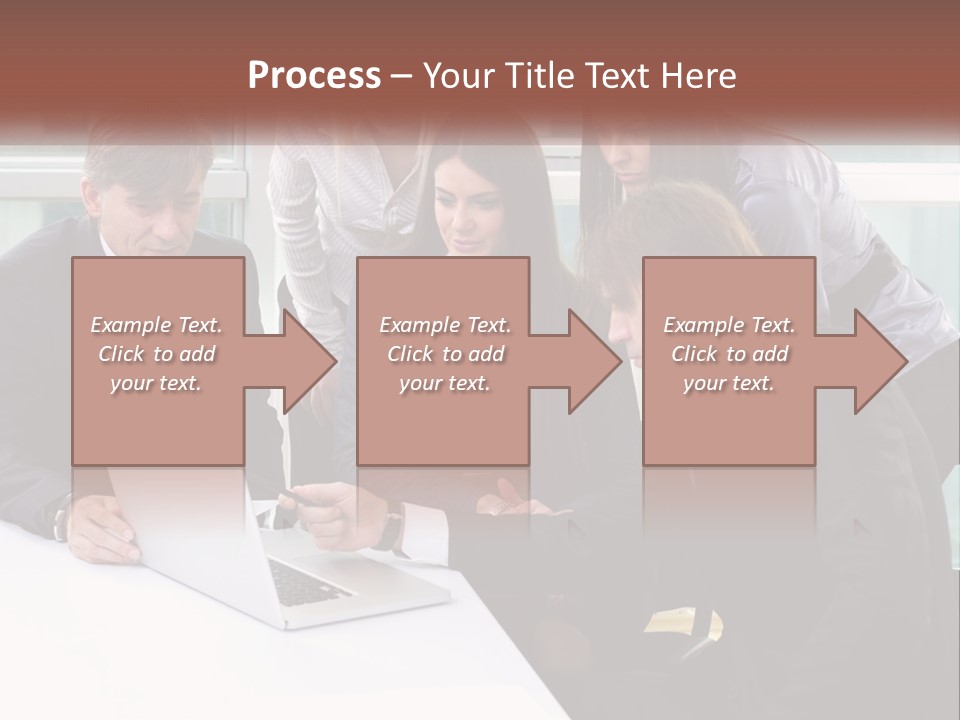 A Group Of Business People Looking At A Laptop PowerPoint Template