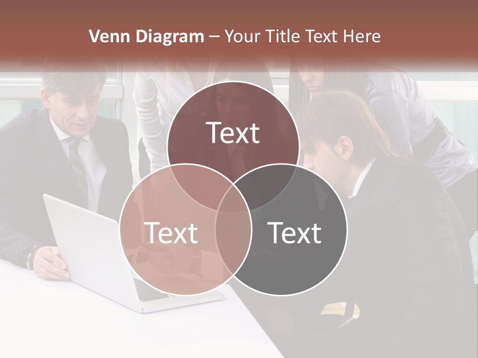 A Group Of Business People Looking At A Laptop PowerPoint Template