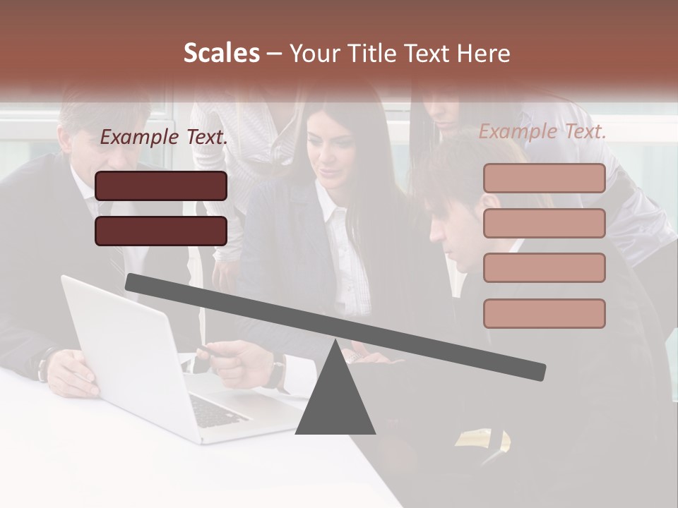 A Group Of Business People Looking At A Laptop PowerPoint Template